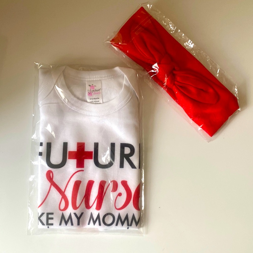 ‘Future nurse like my mommy’ onsie with headband
